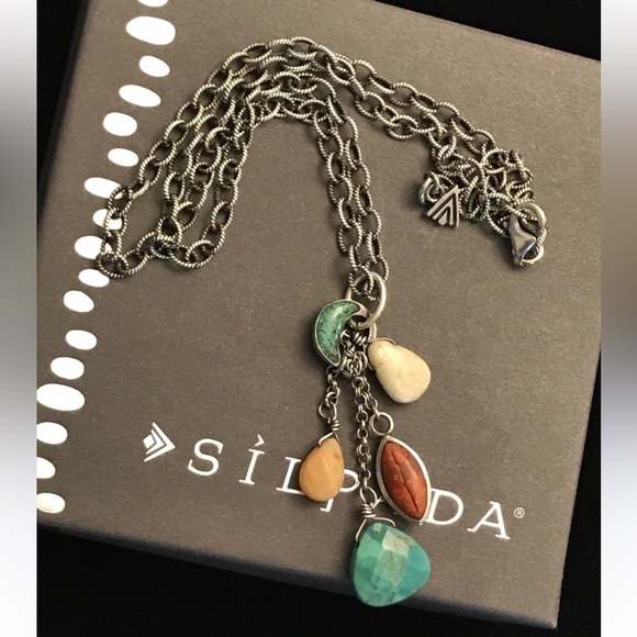 Silpada Turquoise, Red Coral & White Quartz Stones on .925 Sterling Silver Chain - Picture 1 of 6
